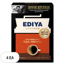 이디야 마일드 아메리카노 원두커피믹스, 1g, 150개입, 4개
