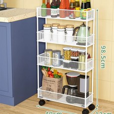 수납장 주방 서랍 롱타입)블랙4단 (업그레이드 20cm 철제 세탁실용 틈새 틈새장 선반, M. 화이트 12x40cm 4겹