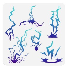 PET 데코 아트 스텐실 커팅 기하학적 텍스처 벽면 채색 프린팅 DIY, 라이트닝 볼트 392, 1개