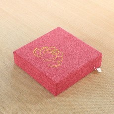 AIRASI 사각 쿠션 두꺼운 다다미 좌식 방석 메모리폼 큰 대형, 핑크 자수 _길이45 폭45 높이10 cm