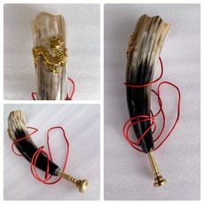 뿔피리 양각나팔 악기 쇼파르 입문 뱃고동 조개 디자인 레이스, 골든 드래곤 황동 노즐 (40cm)