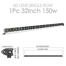 FI-조명 슈퍼 밝은 LED 라이트 바 6D 렌즈 8-38 인치 오프로드 안개 조명 콤보 Lada 트럭 4x4 액세서리 자, 07 1pc 32inch