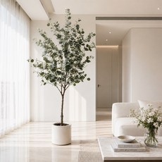 居家淨化澳大利亞尤加利樹1.8公尺室內大型仿真植栽（贈送花盆）, 綠, 1個