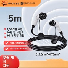 전기차 충전기 연장 비상용 급속 젠더 케이블 커넥터, 표준 5m 차량용, 1mAh, 1개