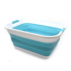 SAMMART 41L (10.8갤런) 접이식 플라스틱 세탁 바구니 팝업 저장 용기 / 정리함 휴대용 세탁조 공간 절약 바구니 물 용량: 32L (8.4갤런) (직각 회색), Rectangular, 3 Ceramic Blue+Pale Purple (Se