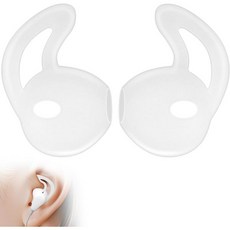 이어폰 고무캡 프로 이어캡 에어팟 APETOO 이어버드 커버캡 이어팟용 후크 소프트 실리콘 이어플러그 에어팟용 유연한 날개 이어루프 하프 인이어 1쌍 투명-화이트투명