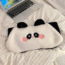 哆哆購 可愛暖宮防爆暖水袋 學生熱敷肚子保暖毛絨暖手寶, 1個, 黑色熊貓毛絨布套【不含充電內膽】