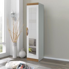 솜씨방 심플 친환경 E0 400 거울틈새옷장(이단봉형) 낮은 신혼부부 원룸, 아카시아화이트