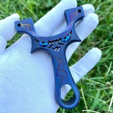 鈦閤金烤藍龍齒噁魔彈弓加厚扁皮筋閃電紋小怪獸戶外弓, 1個, 烤藍 9025 尺寸裸弓+瞄具扳手(其他