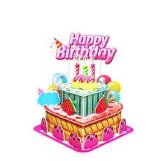 생일케이크 입체카드, 민트 딸기 케이크 + 종이가방