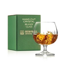 Hemswell Crystal Brandy Snifter 안경 2개 세트 - 스카치 또는 위스키용 작은 컷 유리 받침 - 코냑 잔 - 유럽 크리스탈 241g(8.5온스), Single Glenrigg