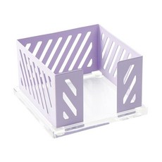 NatSumeBasics 스티커 노트 홀더 민트 그린 메탈 포스트 어 잇 노트 홀더 8.9 x 8.9cm(3.5 x 3.5인치) 투명 아크릴 베이스 큐브 디스펜서 책상 정리함, 퍼플