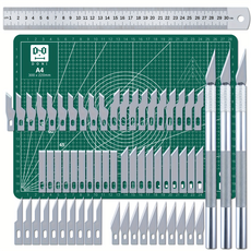65PCS/세트 공예 커팅 템플릿 나이프 세트 및 A4 커팅 매트 세트 아트 앤 크래프트 블레이드 정밀 커팅 규칙 종이 모델 툴, 그린