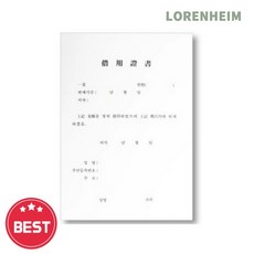 로렌하임 [계약문서] 우진 차용증서 A4 금전계약서 개인용 법률문서 개인차용증