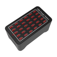 멀티 충전기 업소용 30구 usb 플러그인 휴대전화 포트 30구 충전기+팬, A. 검정색