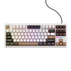 ACEFAST 저소음 유선 멤브레인 키보드 RGB 라이트 투과성 키캡 텐키리스 87키 사무용, A87-RGB, 흑백
