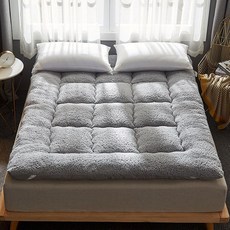 겨울용 두꺼운 퀸 매트리스 토퍼 양털 패드 가정용 퀼트 접이식 침대, grey, 120x200cm