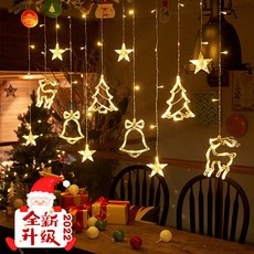 嗨購 LED 太陽能星星窗簾燈 聖誕裝飾閃燈串燈 房間佈置掛飾, 1個, 2022新品【暖色】,【插電款】3.5米—