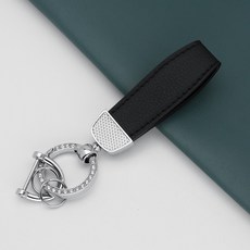 카스타 자동차 스마트 키케이스 TPU 키홀더 키링 호환 더뉴그랜저 스타리아 팰리세이드 쏘나타DN8 넥쏘 더뉴싼타페 투싼NX4, 가죽 스트랩 (추가구매), 블랙[실버라인]