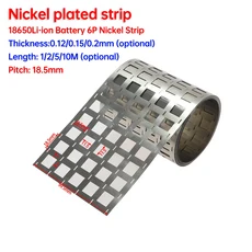 1/2/5/10M 니켈 도금 스트립 2P-6P 0.1527mm 18650 리튬 배터리 용접 테이프 벨트, 01 thickness  0.12mm, 01 10 meter, 01 6p  18.5x99.5mm
