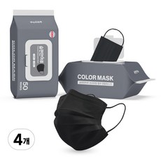 숨편한하루 국산 일회용 덴탈마스크 대형, 50매입, 4개, 블랙