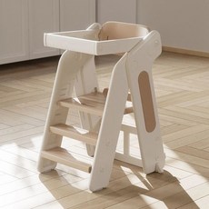 寶寶餐椅 兒童折疊成長椅 腳踏板 梯子椅 嬰兒學習桌椅, 【活動時間剩餘：一小時】,【布朗棕】兒童餐邊椅+安全帶