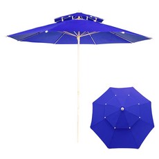 연필트리 킹특대형 휴대용 이층 일자형 낚시 캠핑 파라솔, 블루