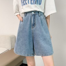 Yellwel 여성용 빅사이즈 데님 반바지 여름용 와이드 핏 하이웨스트 편안한 착용감 DJP