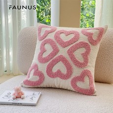 DFMEI 加厚雪尼爾刺繡愛心情人節沙發抱枕牀頭枕頭枕套靠墊套, 雪尼爾空心愛心45*45