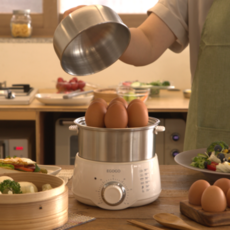 굿마인드 [전용집게 증정] 스텐 계란찜기 멀티쿠커 에그쿠커, 2단