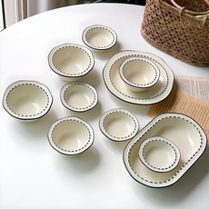 살다 어글리 도트 식기 세트 10p, 레몬크림, 식기 10종, 1세트