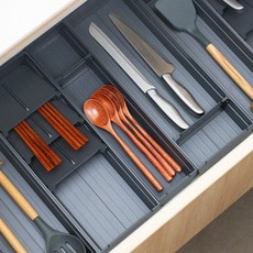 에브리윅 알루미늄 서랍 수저 분리함 칸막이 보관함 10X42, 1개, 그레이