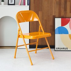 지엠퍼니처 인테리어 폴딩 체어 다용도 간이 보조 접이식 의자, 1개, B. 픽스 오렌지