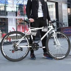 싸이클 로드 자전거 초경량 출퇴근 사이클자전거 청소년 블루앤화이트 7단 30T