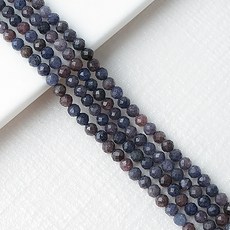 비즈아이 [5-421-35]원석 축구볼컷 3mm 천연석 사파이어 반줄(약19cm)