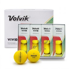 볼빅 시그니처 무광 VIVID Focus Line 골프공 3피스 18.5 x 14.5 x 4.5 cm, 옐로우, 4개, 3개입
