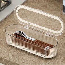 물빠짐 수저보관함 투명 클리어 테이블 사각 수저함, 1개, 화이트