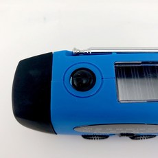 多功能手搖發電太陽能收音機，戶外應急充電手電筒, 寶藍色,2000mah 美國版 3燈