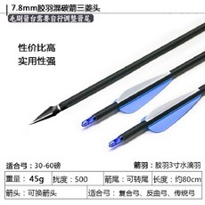 哆哆購 碳纖維木箭 箭頭可換 射準箭, 7.8mm膠羽混碳箭三菱頭3支價格, 1個