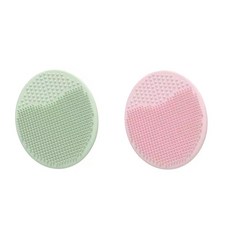 寶寶矽膠洗頭刷 嬰兒頭垢清潔刷 沐浴按摩刷 兒童洗澡刷 柔軟洗臉刷 嬰幼兒搓澡刷, 小號矽膠款-2個裝【粉綠】, 1個