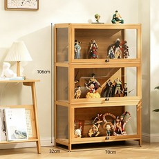 쿠리브 거실 진열장 다층 수납 선반 피규어 전시 수납장 원목색, 3단 70cm(334)