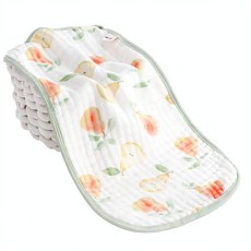 YICHUNI 六層純棉 口水巾 方巾 寶寶專用, 綠色鴨梨童巾25*50cm, 1個