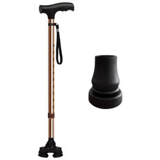 코끼리지팡이 초경량 네발 4발 노인 어르신 할머니 할아버지 가벼운 접이식 길이조절용 지팡이, 브라운, 1개