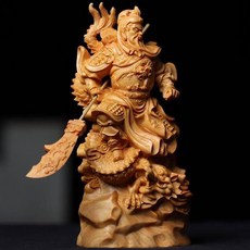崖柏 禦龍關公武神 擺件, 如圖所示, 1個