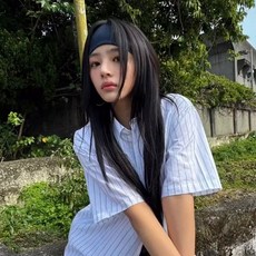 【30天熱銷1351件】minji金玟池衕款針織髮帶百搭健身束髮帶簡約髮繩運動彈力頭帶女, 1個, 藏藍色無痕髮帶