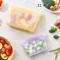 실리콘 프리미엄 지퍼백 2P 세트 스탠딩 지퍼팩 밀폐 육수보관팩 다회용 다용도 냉장고정리 용기, 1세트, 2개
