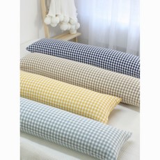 水洗棉長條抱枕 女生睡覺夾腿枕 可拆洗, 粉紅格,30 * 75cm