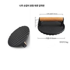 채움도트 돼지껍데기누름판 철판 프레스 무쇠 고기, 원형 [스트라이프 스타일], 기본 색상