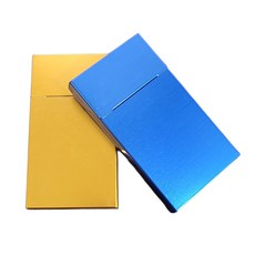 슬림 알루미늄 자동 담배케이스 메탈 심플디자인 휴대용 1+1 세트, 슬림담배케이스 골드+블루, 1개