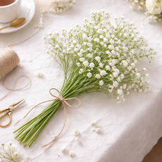 하스몰 소프트 러블리 안개꽃 홈데코 조화 꽃다발 6P, 1개, 화이트